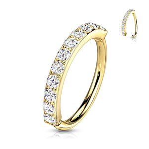 Single Lined Half Circle with Embedded CZ Bendable Hoop-Nose and Ear